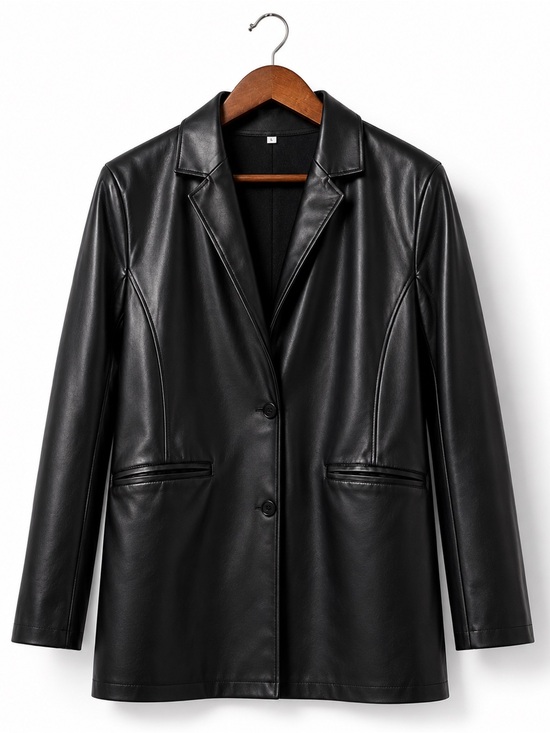 Source Unknown Jackets & Blazers - Source Unknown Black Faux Leather Women's Blazer Jacket